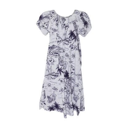 Hawaii Station White Tropical Midi Dress – Image 1