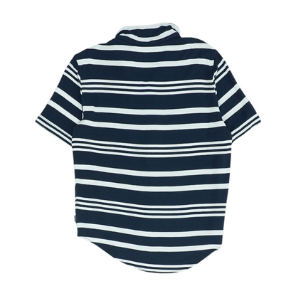 Navy Striped Short Sleeve Button Down