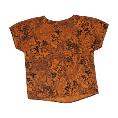 Vintage Orange Floral Blouse