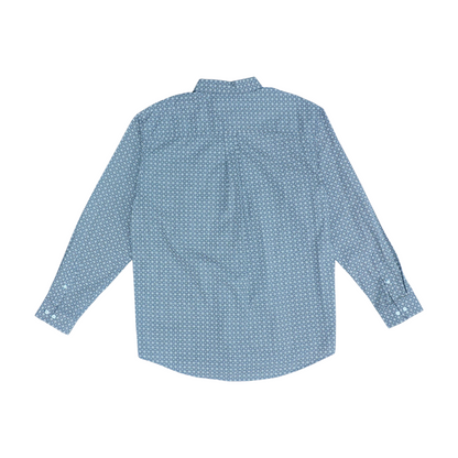 Gray Print Long Sleeve Button Down