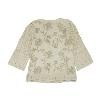 Beige Floral Pullover Sweater