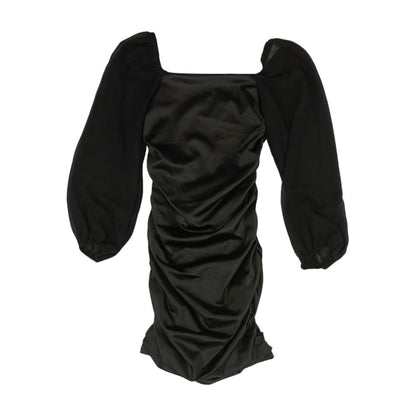 Black Solid Midi Dress
