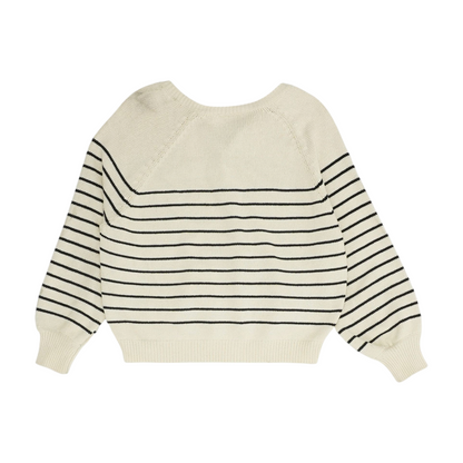 Beige Striped Pullover Sweater
