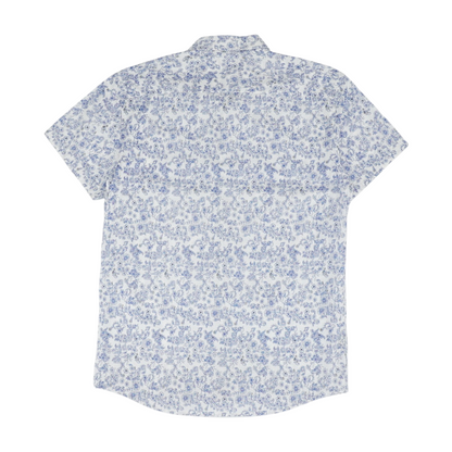 Blue Floral Short Sleeve Button Down