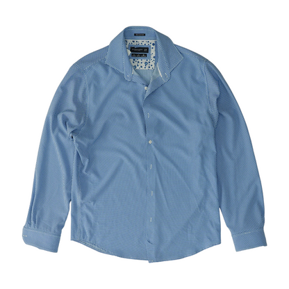 Blue Abstract Long Sleeve Button Down