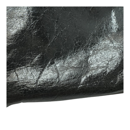 Shoulder Baguette Bag in Black Glazed Leather
