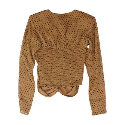 Brown Polka Dot Long Sleeve Blouse