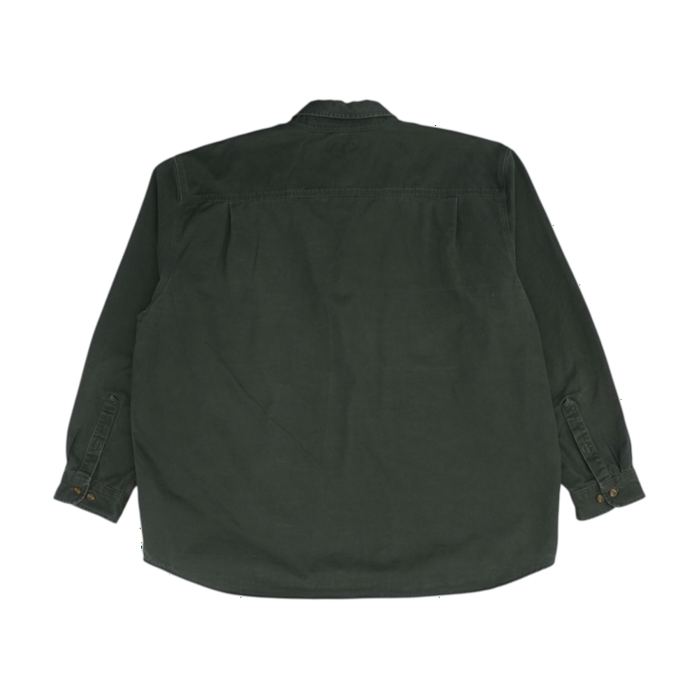 Green Solid Long Sleeve Button Down