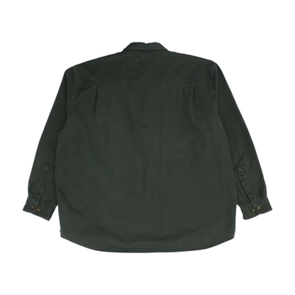 Green Solid Long Sleeve Button Down