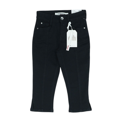 Black Solid Denim Capris