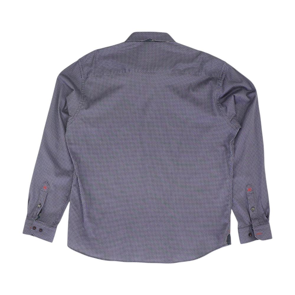 Purple Print Long Sleeve Button Down