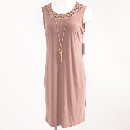 Brown Solid Midi Dress