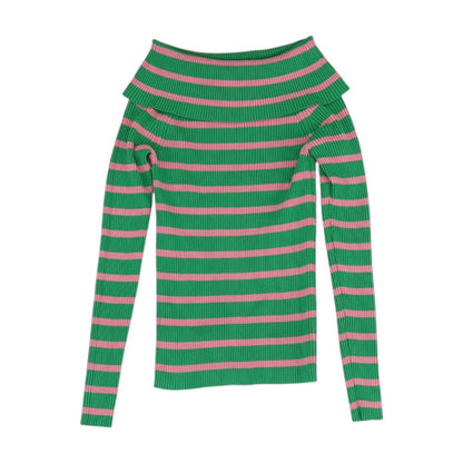 Green Striped Pullover Sweater