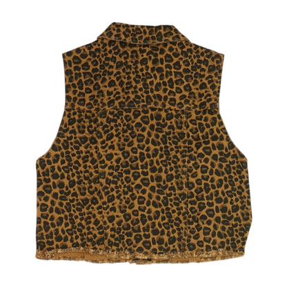 Brown Animal Print Casual Vest