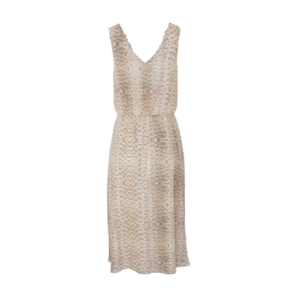 Beige Animal Print Midi Dress