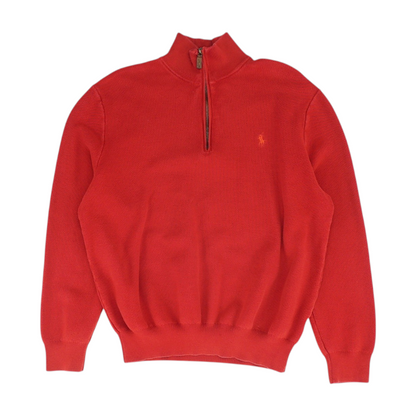 Red Solid 1/4 Zip Sweater