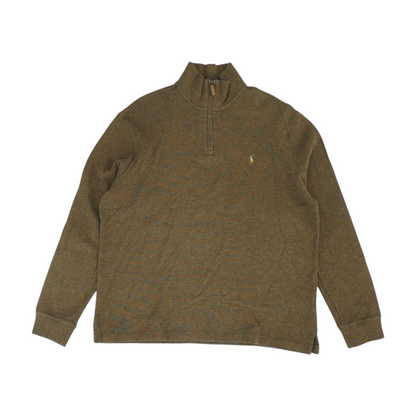 Brown Solid 1/4 Zip Sweater