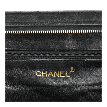 Vintage Quilted Suede Frame Top Bag in Black