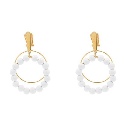 Lily White Sphere Clip On Earrings