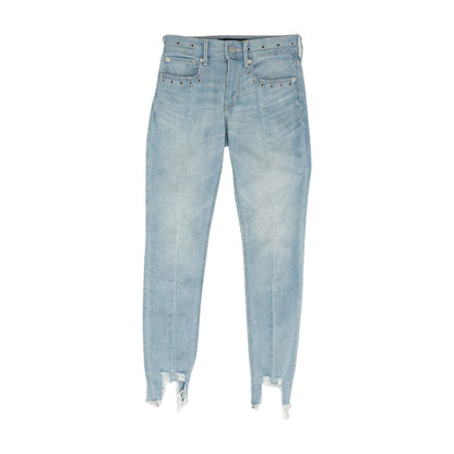 Blue Solid Mid Rise Jeans