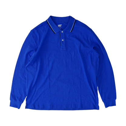 Blue Solid Long Sleeve Polo