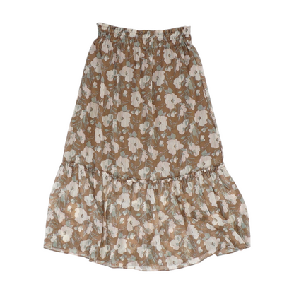 Brown Floral Midi Skirt
