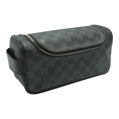 Black Toiletry Pouch in Damier Graphite