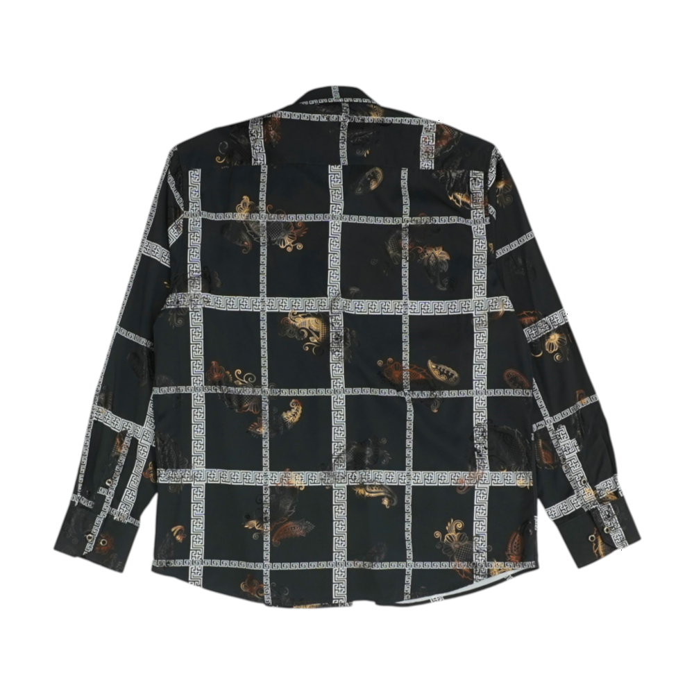 Black Print Long Sleeve Button Down