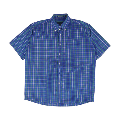 Blue Plaid Short Sleeve Button Down