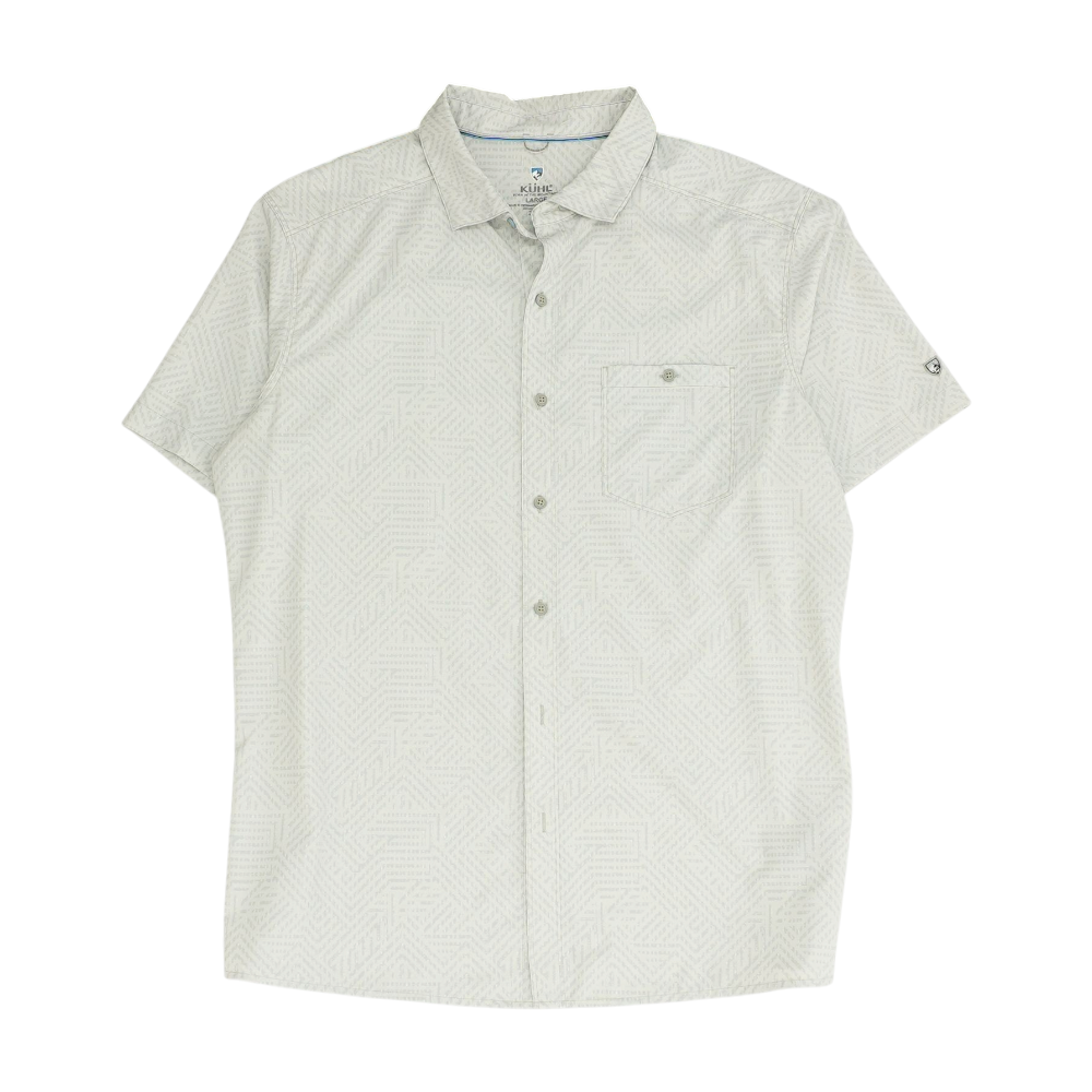 Gray Abstract Short Sleeve Button Down
