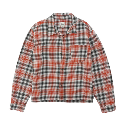 Orange Plaid Flannel Button Down