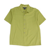 Green Solid Short Sleeve Button Down