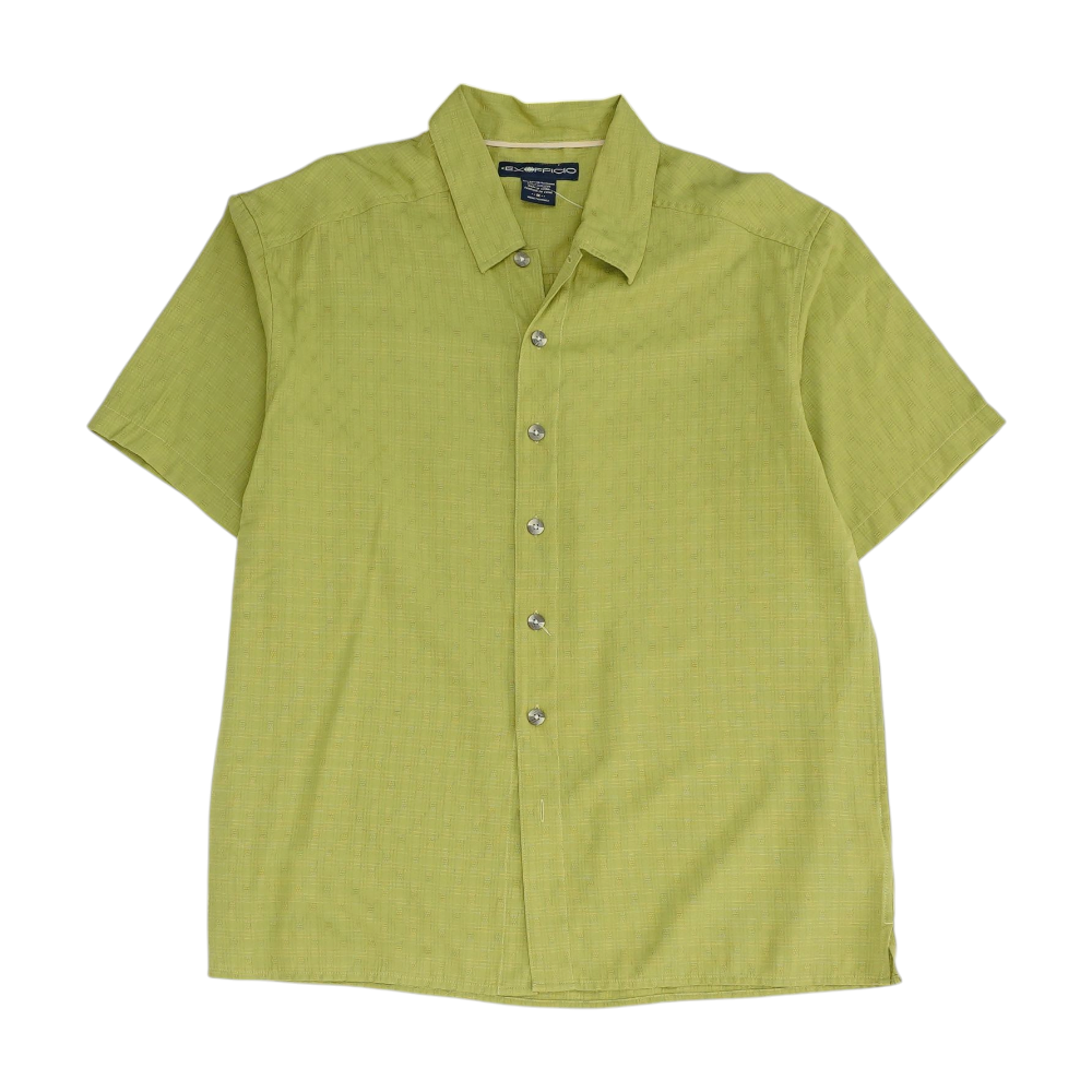 Green Solid Short Sleeve Button Down