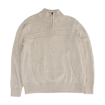 Beige Solid 1/4 Zip Sweater