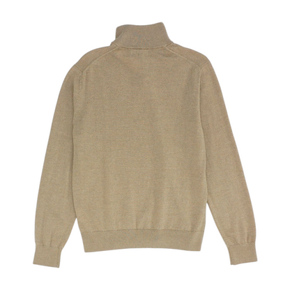 Brown Solid 1/4 Zip Sweater