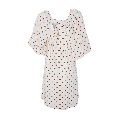 Beige Polka Dot Mini Dress