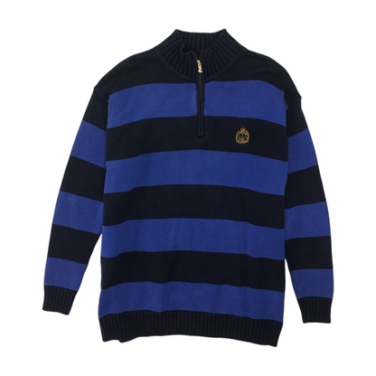 Vintage Blue Striped 1/4 Zip Sweater