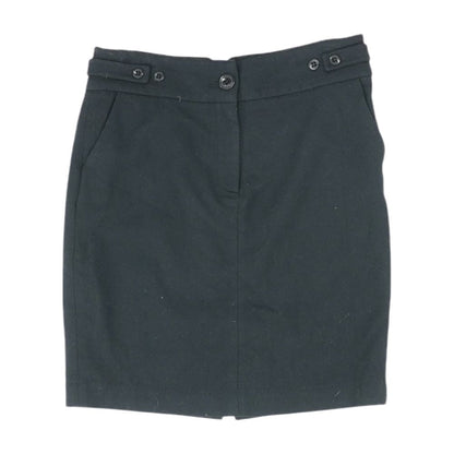 Black Solid Midi Skirt