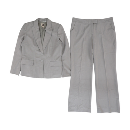 Gray Solid Pant Suit