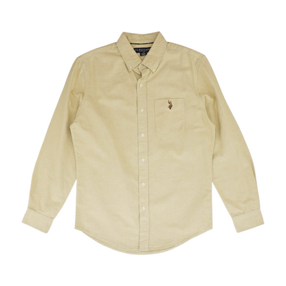 Tan Solid Long Sleeve Button Down