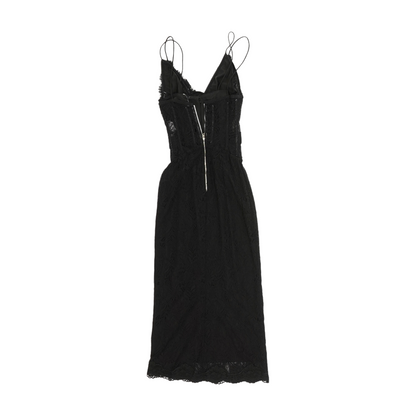Black Spring-Summer 2024 Lace Calf-Length Slip Dress