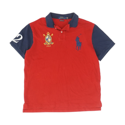 Red Color Block Short Sleeve Polo