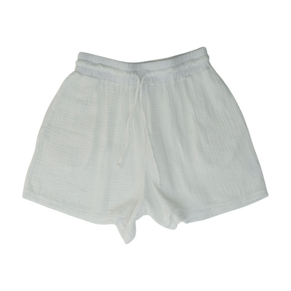 White Solid Knit Shorts