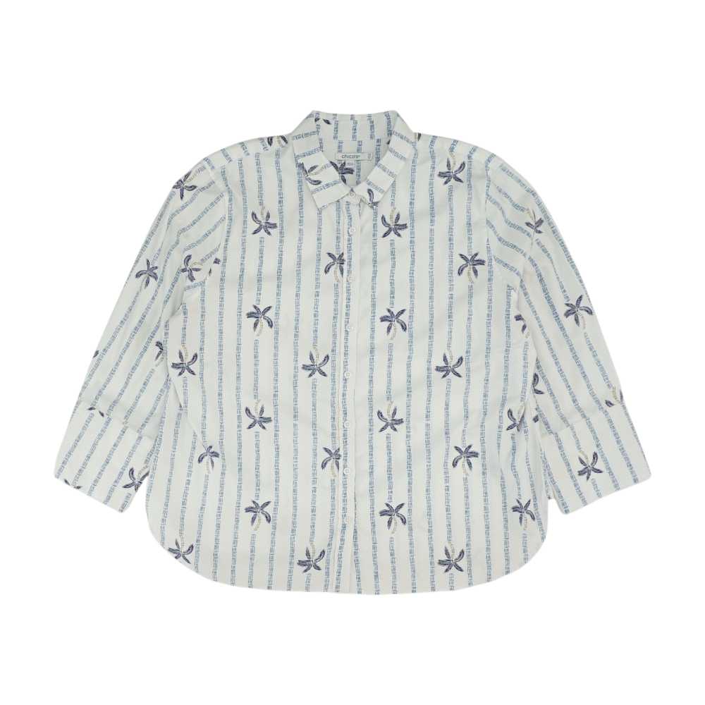 Blue Plus Size Striped Button Down