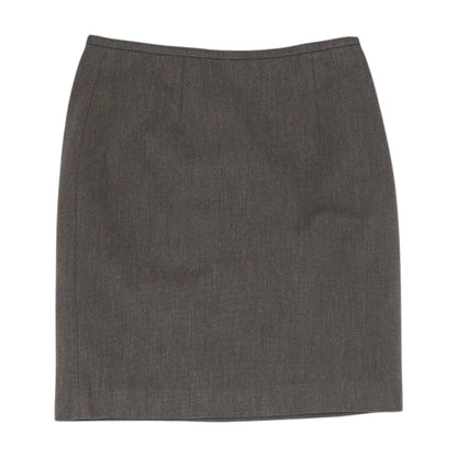 Brown Solid Midi Skirt