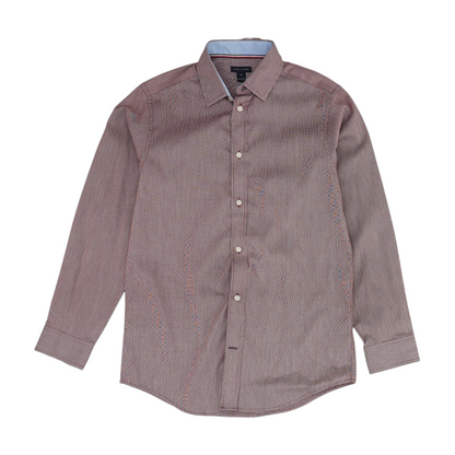 Maroon Houndstooth Long Sleeve Button Down