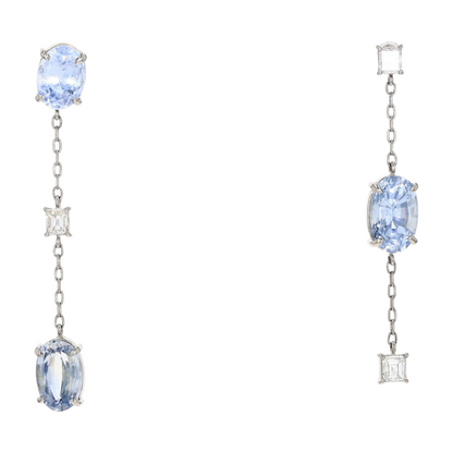 4 3/4 ctw Platinum Sapphire Drop Earrings