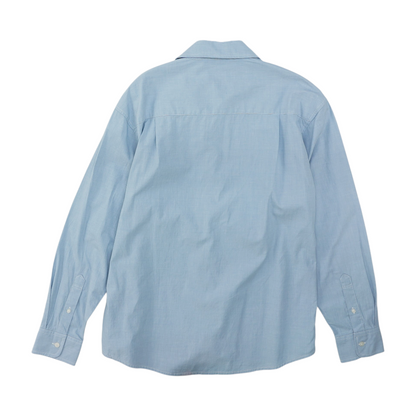 Blue Solid Long Sleeve Button Down