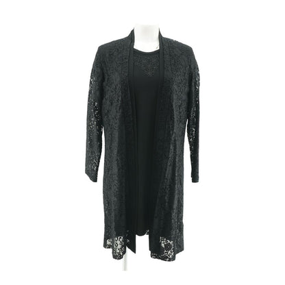 2pc Black Solid Midi Dress