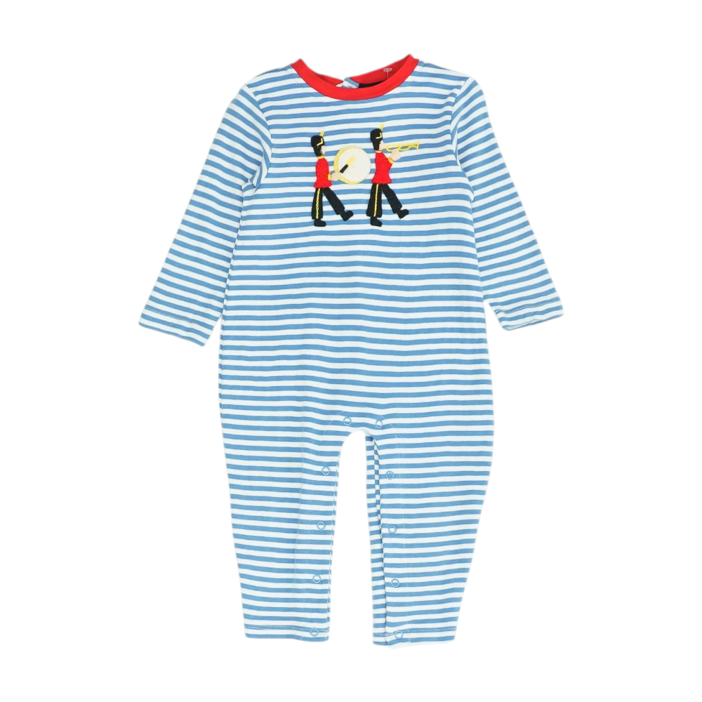 Blue Striped Long Sleeve One-Piece